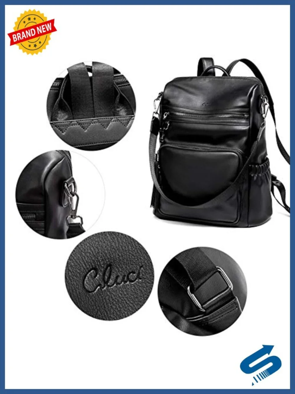 PU Leather Convertible Backpack Purse for Women Large Travel Work Bag